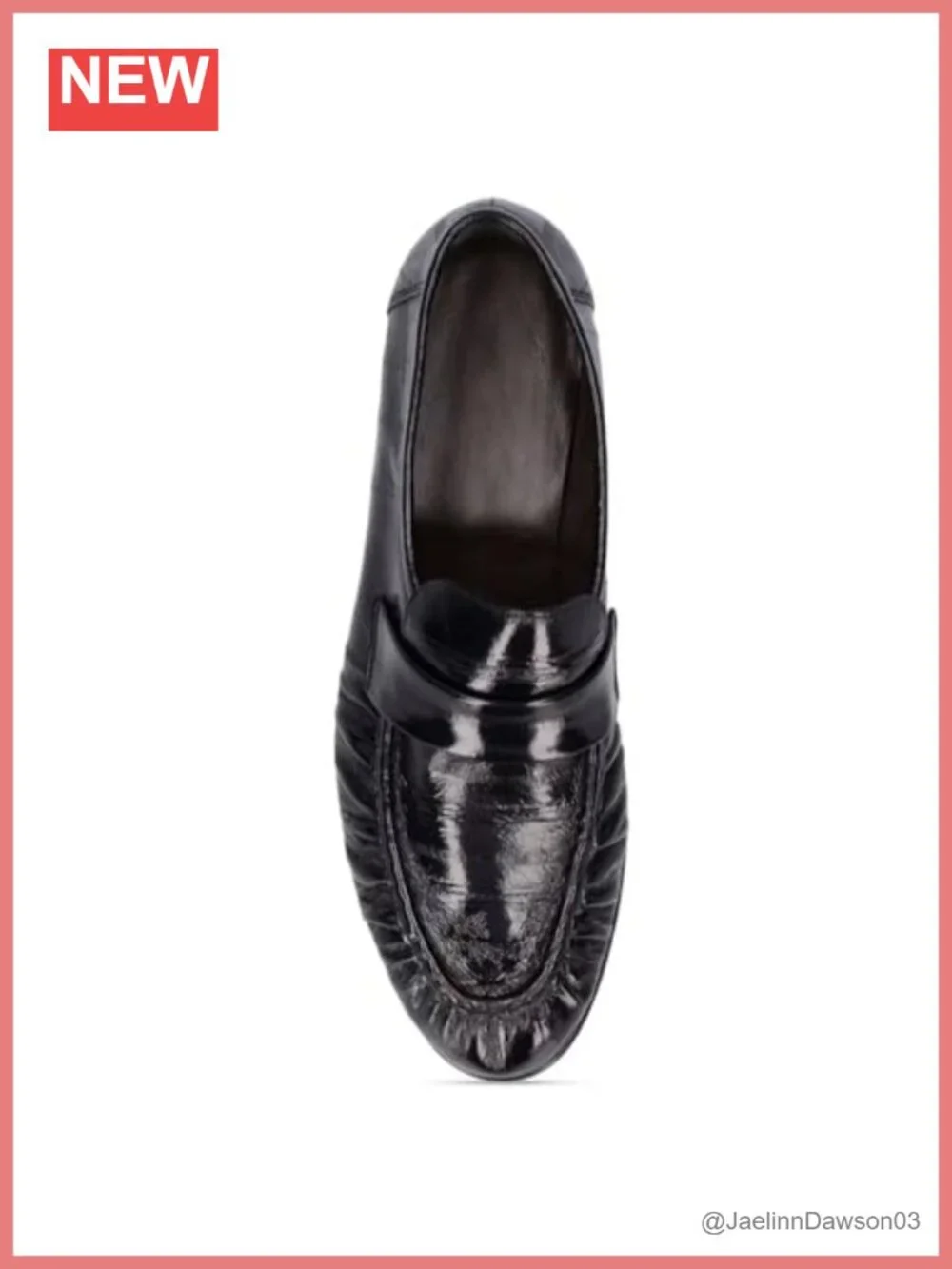Women's Ruched Penny Loafers Slip On Flats Patent Crinkled-Leather Work Shoes